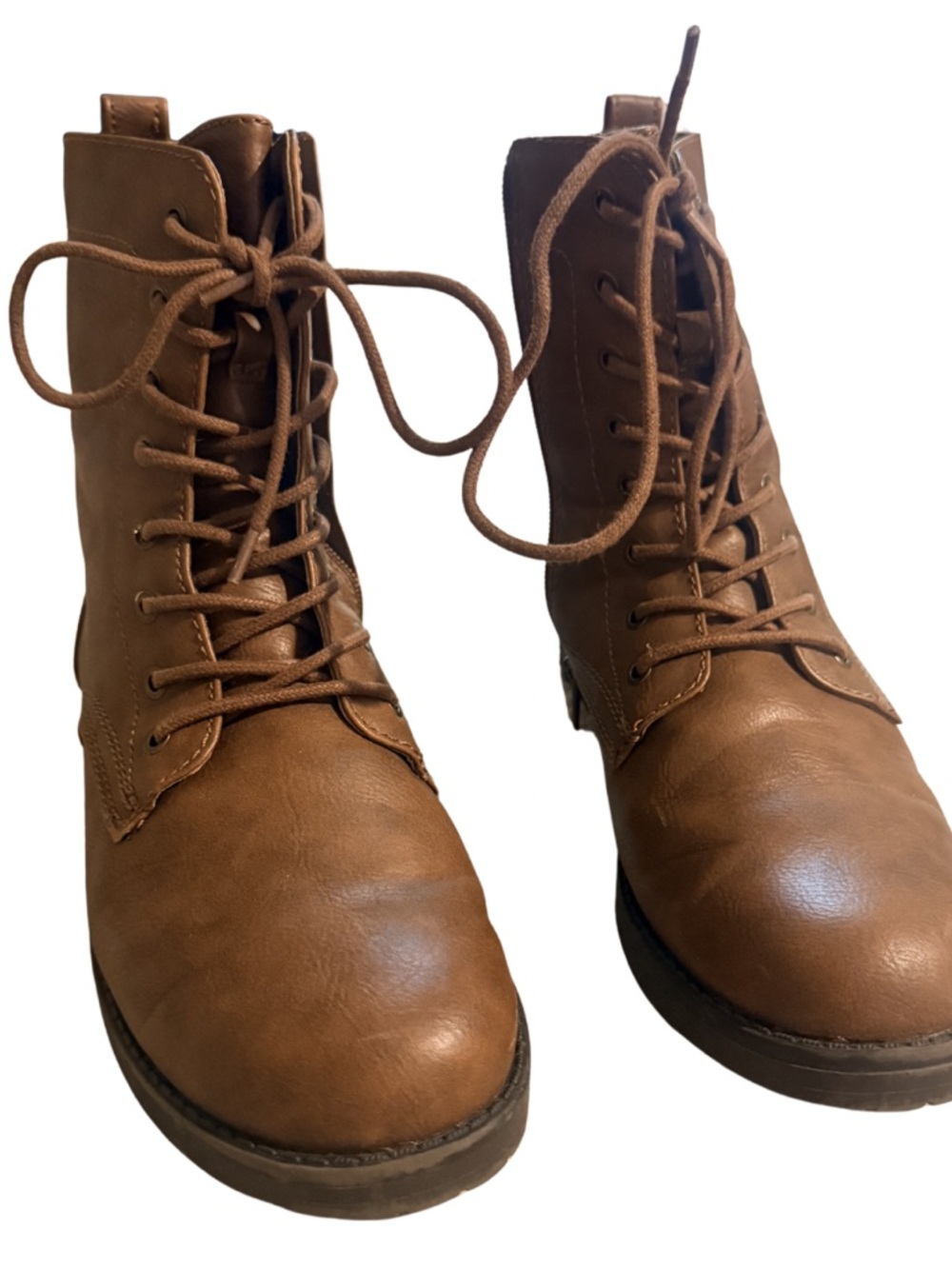 Amazon Women's Tan Lace-Up Combat Boots